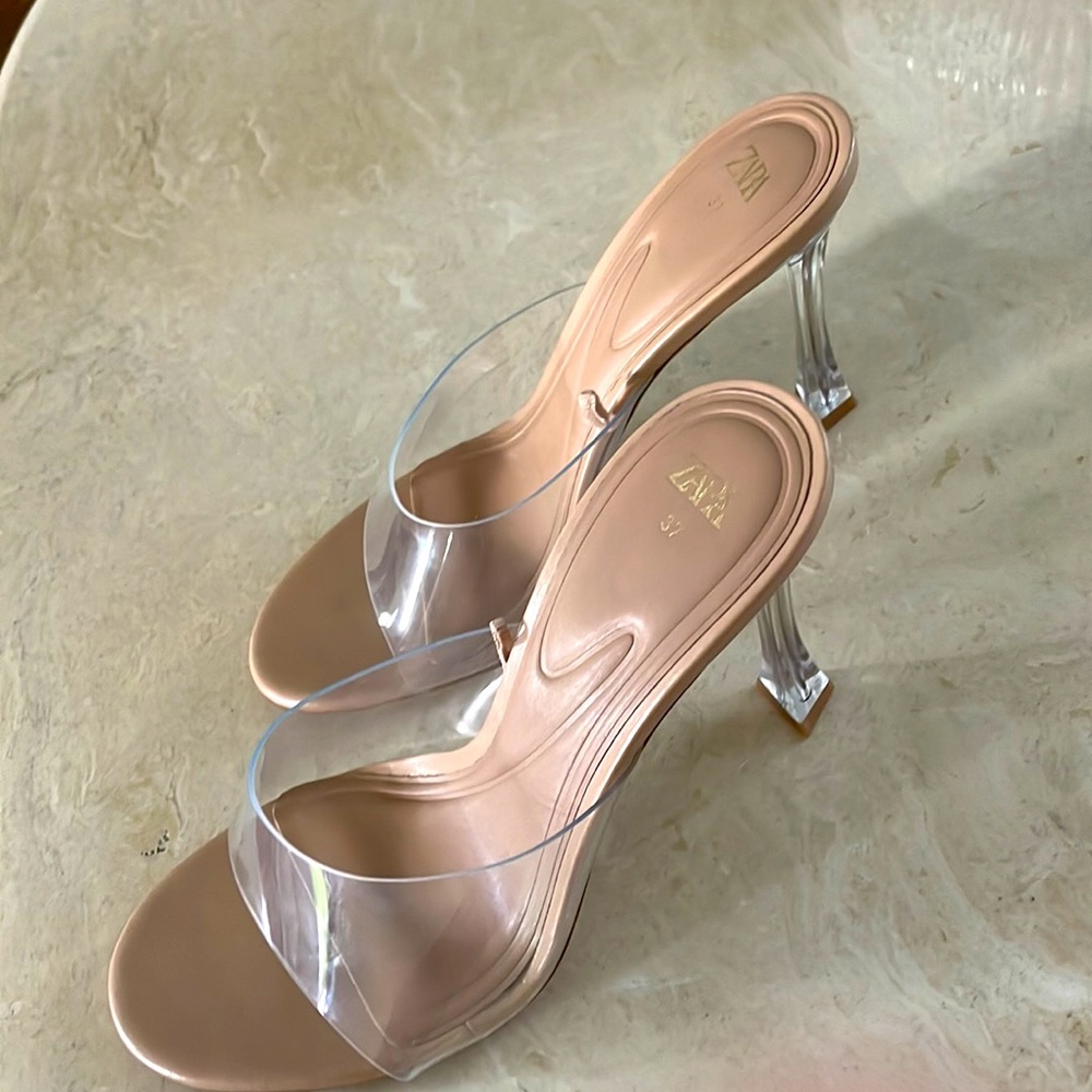 Zara Clear and Nude Sandals